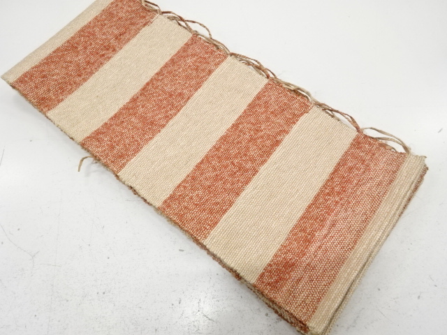 JAPANESE KIMONO / ANTIQUE HANHABA OBI / WOVEN STRIPE